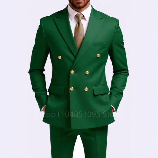 Men's 2-Piece Wedding Tuxedo - Double Breasted Slim Fit Business Suit