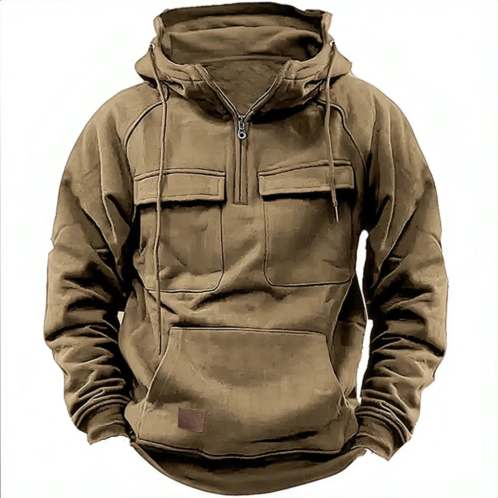 Men's Multi-Pocket Hoodie - Workwear Long Sleeve