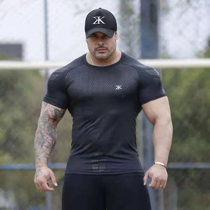 Men's Compression Quick-Dry Sport T-Shirt - Gym Bodybuilding Fitness Tee