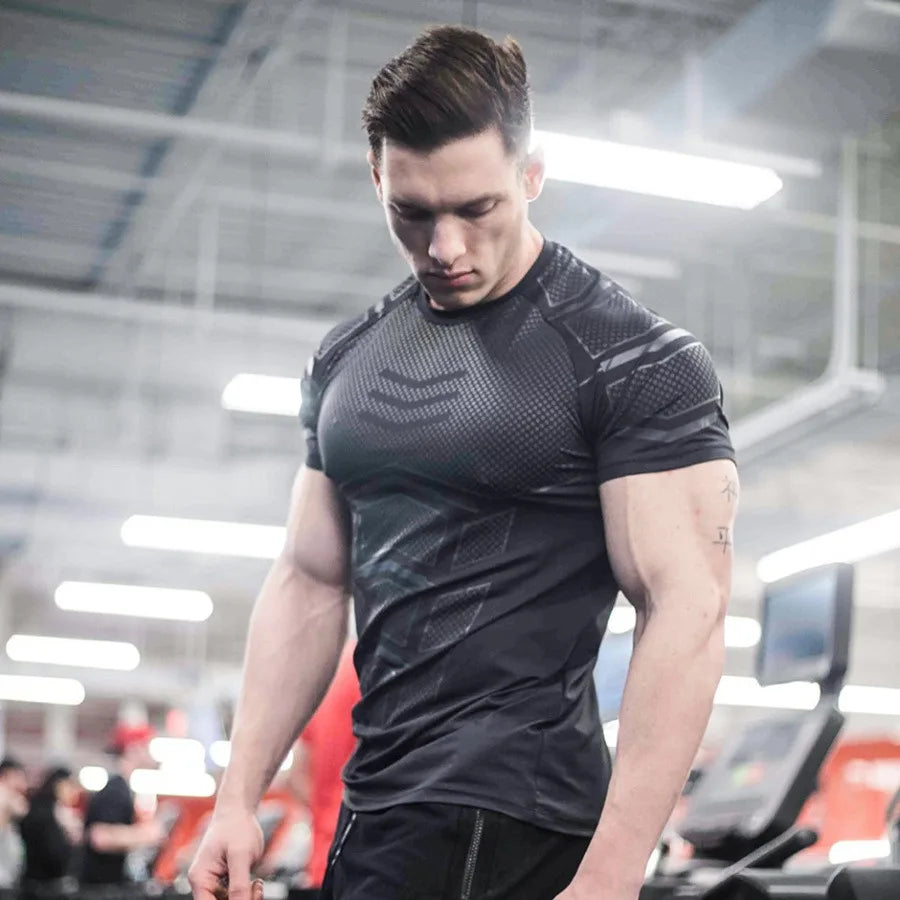 Men's Compression Quick-Dry Sport T-Shirt - Gym Bodybuilding Fitness Tee