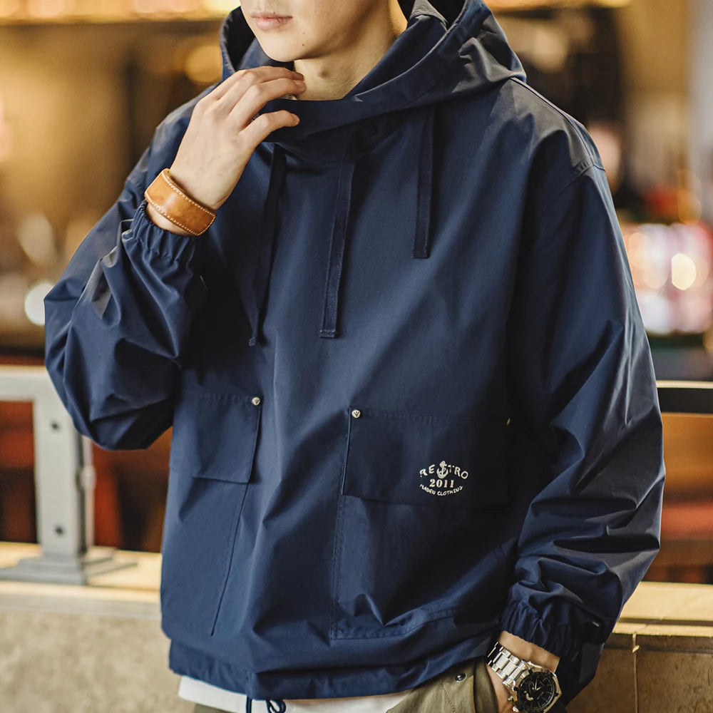 Men's Vintage Smock Hoodie - Windproof Pullover