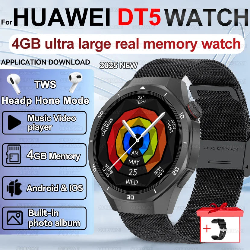 Men's Smart Watch 2025 - AMOLED Screen 4GB GPS Sports Fitness Tracker IP68