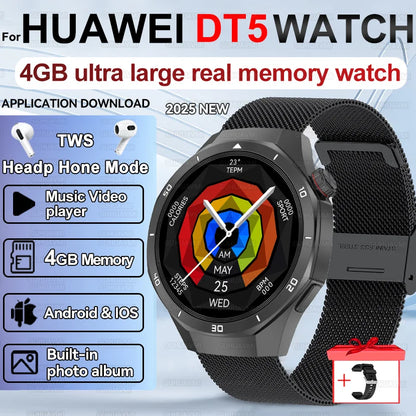 Men's Smart Watch 2025 - AMOLED Screen 4GB GPS Sports Fitness Tracker IP68