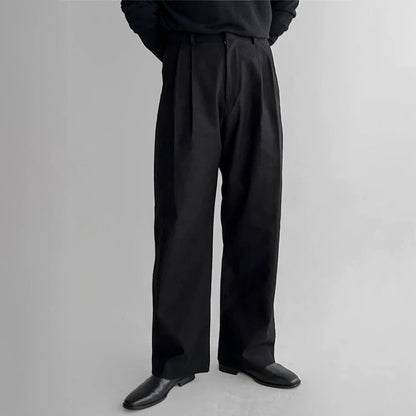 Men's Casual Workwear Pants - Loose Straight Leg Iron-Free Trousers