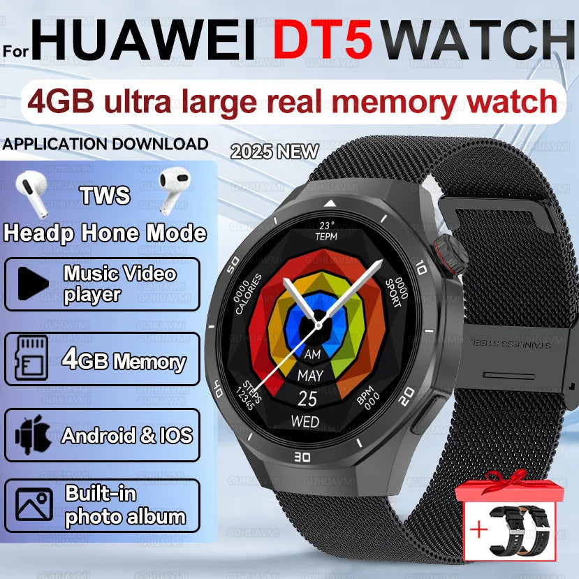 Men's Smart Watch 2025 - AMOLED Screen 4GB GPS Sports Fitness Tracker IP68