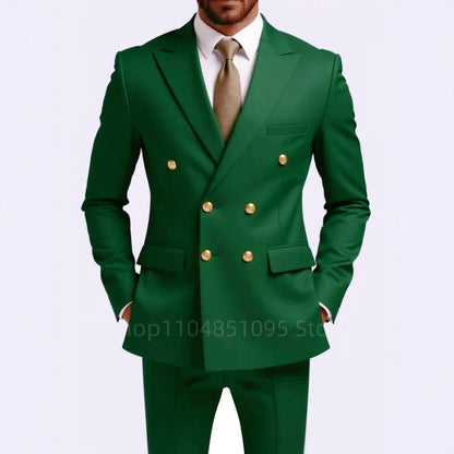 Men's 2-Piece Wedding Tuxedo - Double Breasted Slim Fit Business Suit
