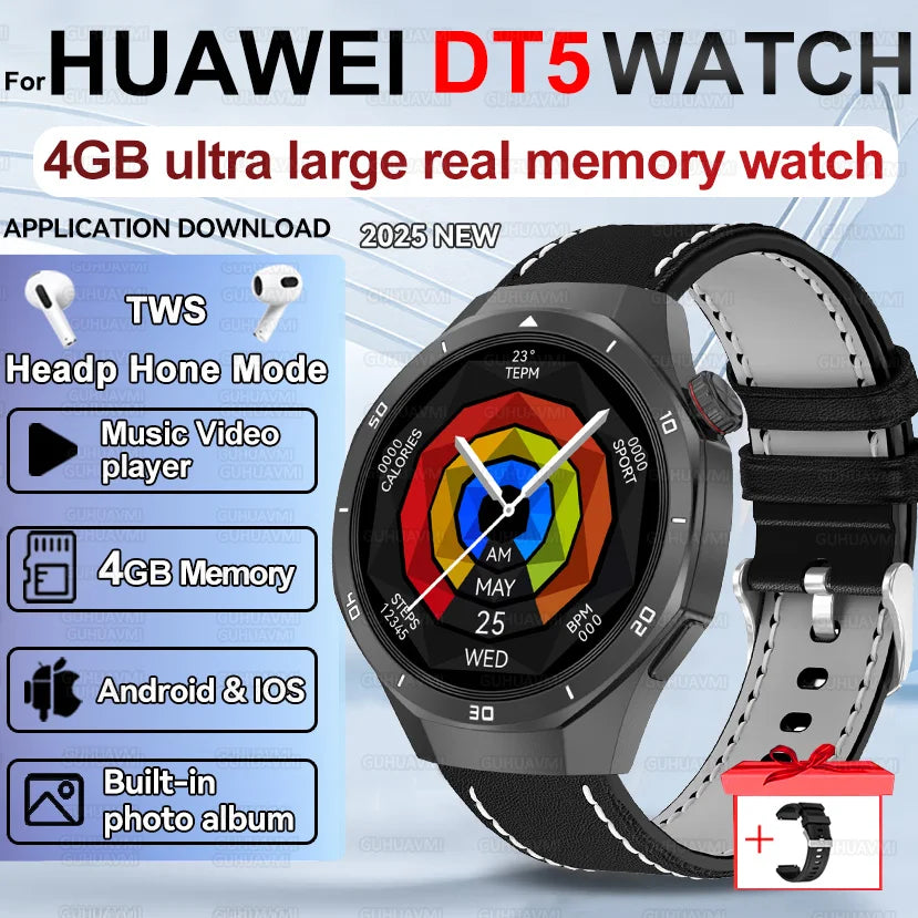 Men's Smart Watch 2025 - AMOLED Screen 4GB GPS Sports Fitness Tracker IP68