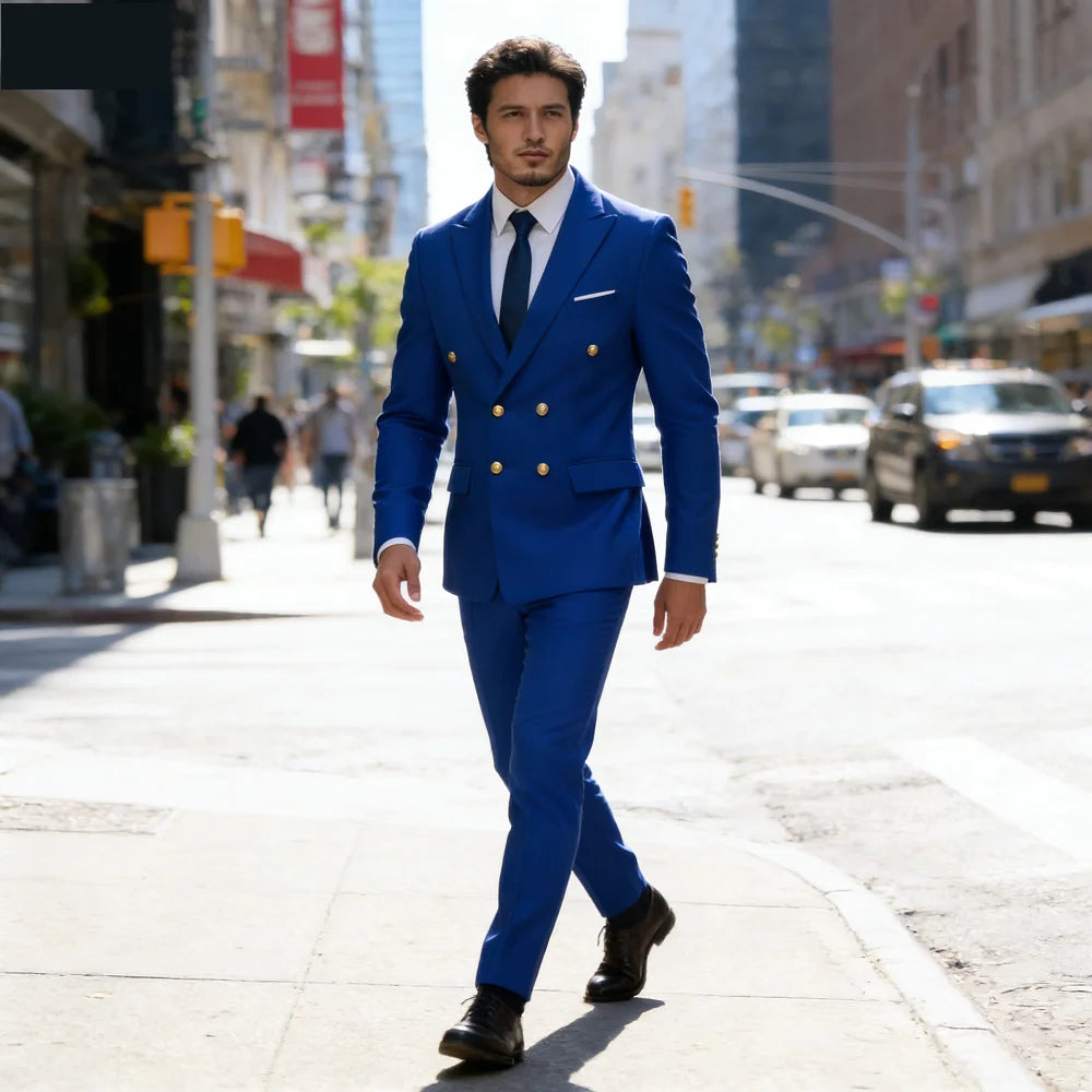 Men's 2-Piece Wedding Tuxedo - Double Breasted Slim Fit Business Suit