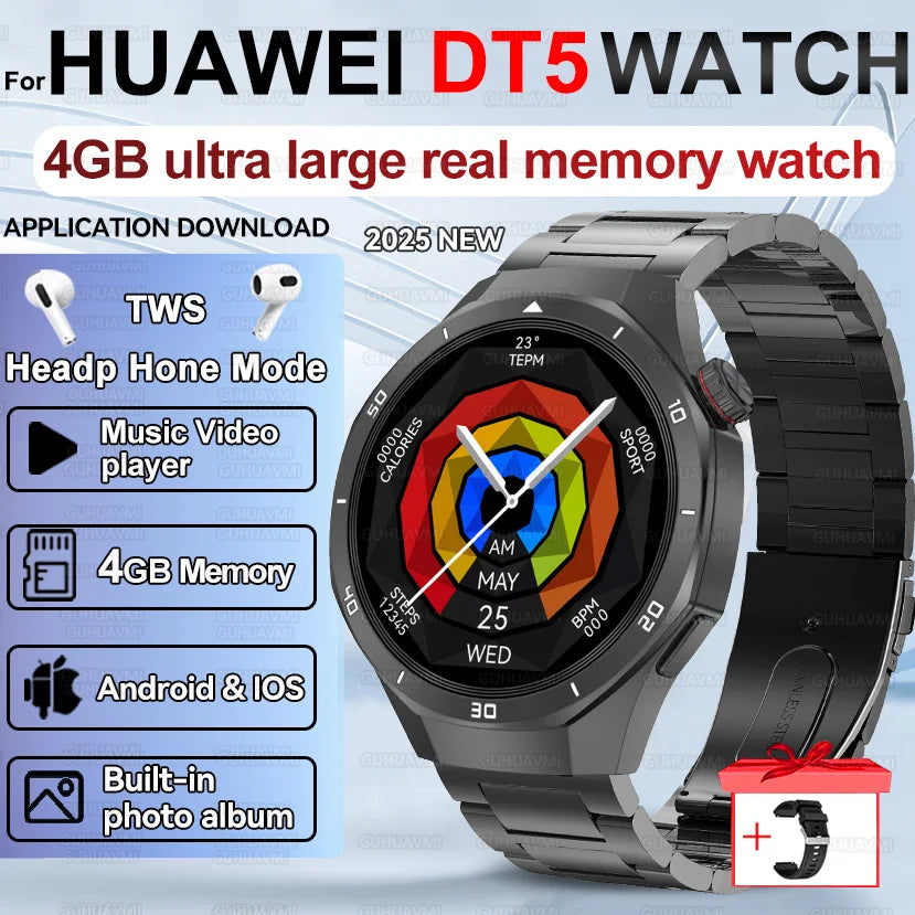 Men's Smart Watch 2025 - AMOLED Screen 4GB GPS Sports Fitness Tracker IP68
