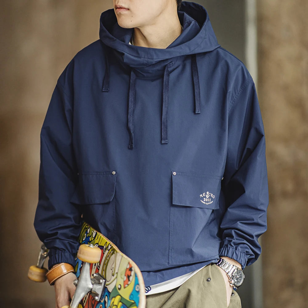 Men's Vintage Smock Hoodie - Windproof Pullover