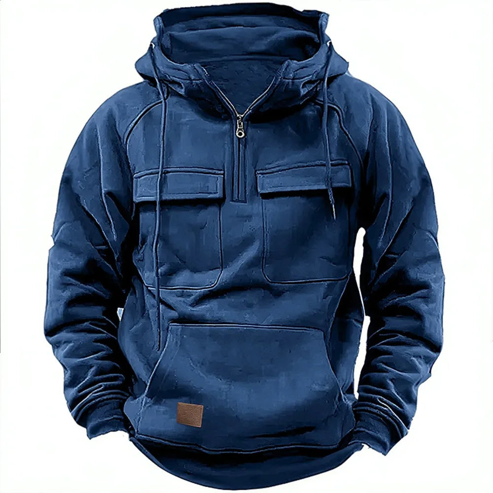 Men's Multi-Pocket Hoodie - Workwear Long Sleeve