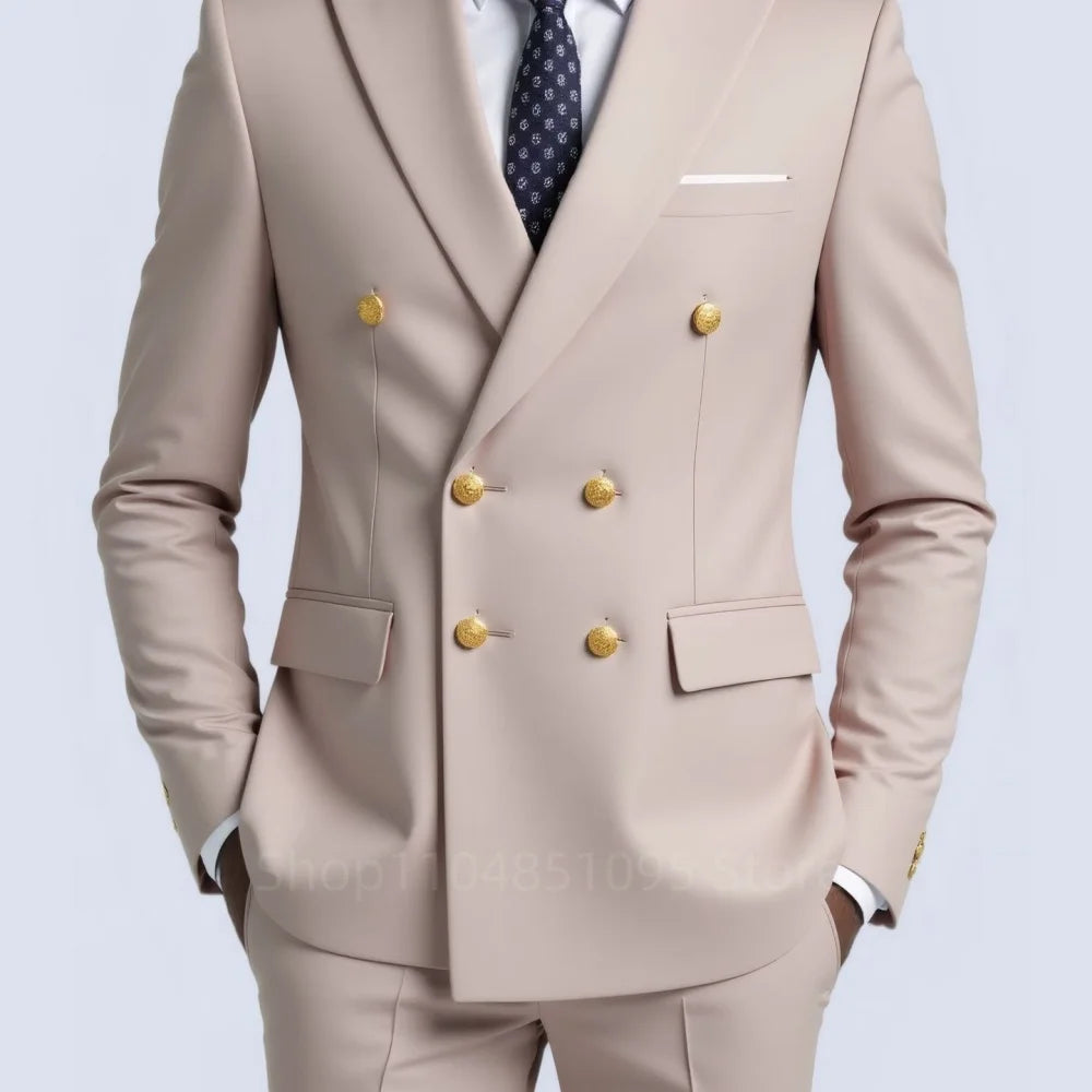 Men's 2-Piece Wedding Tuxedo - Double Breasted Slim Fit Business Suit