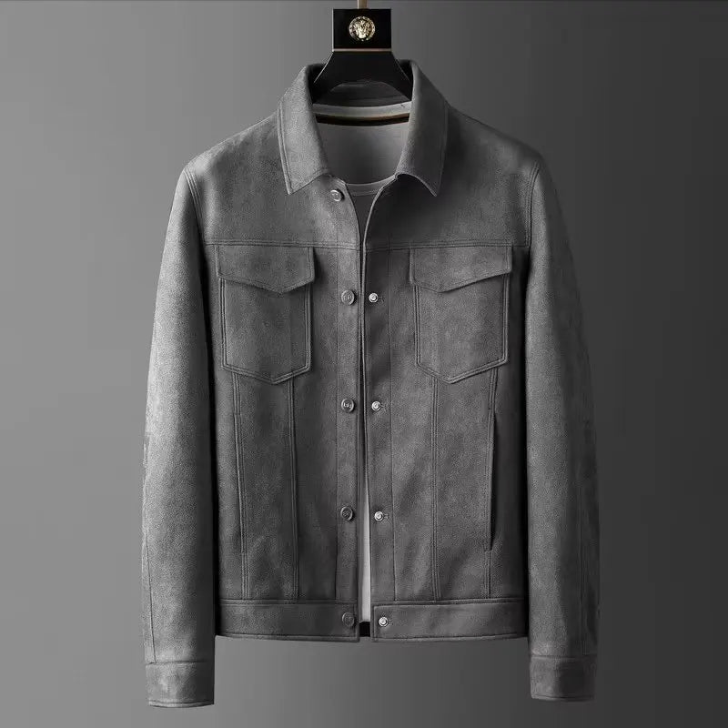 Men's High-End Suede Jacket - Business Casual Button Decoration Coat