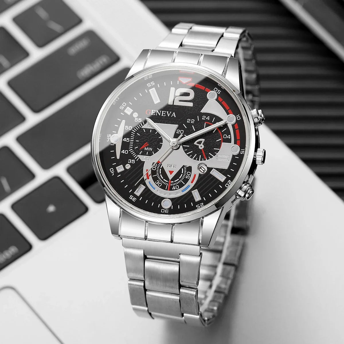 Men's Business Watch Set - 3pcs Luxury Quartz Wristwatch with Date Display (No Box)