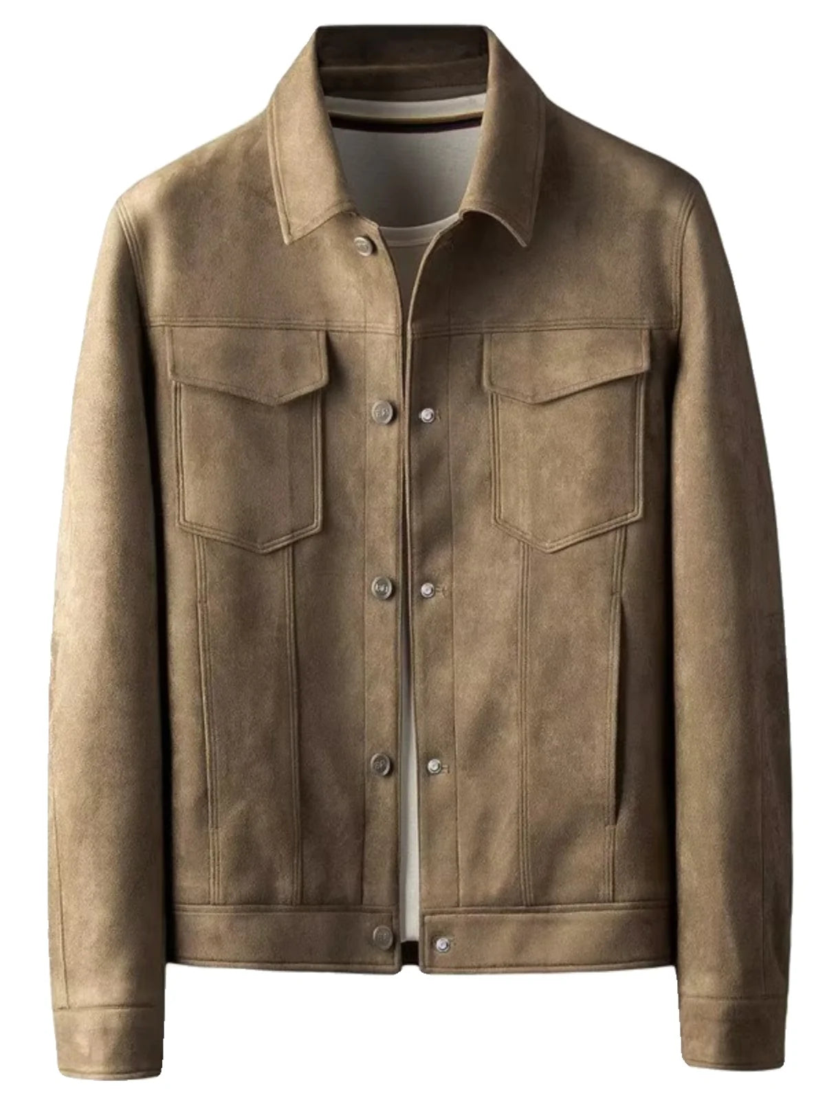 Men's High-End Suede Jacket - Business Casual Button Decoration Coat