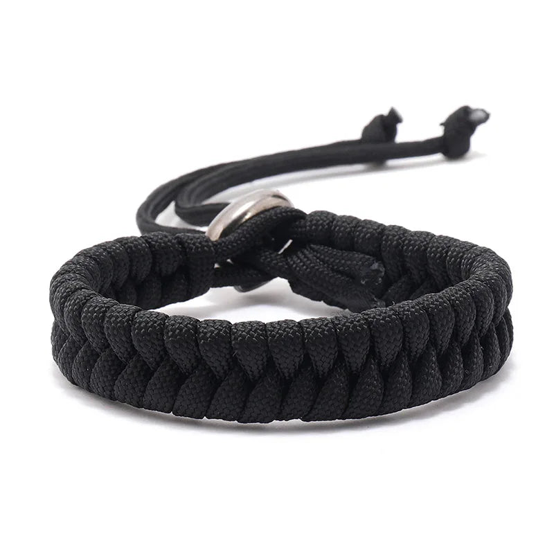 Men's Handwoven Paracord Survival Bracelet - Adjustable Punk Jewelry