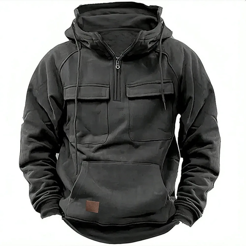 Men's Multi-Pocket Hoodie - Workwear Long Sleeve