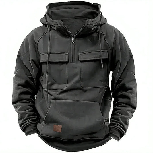 Men's Multi-Pocket Hoodie - Workwear Long Sleeve