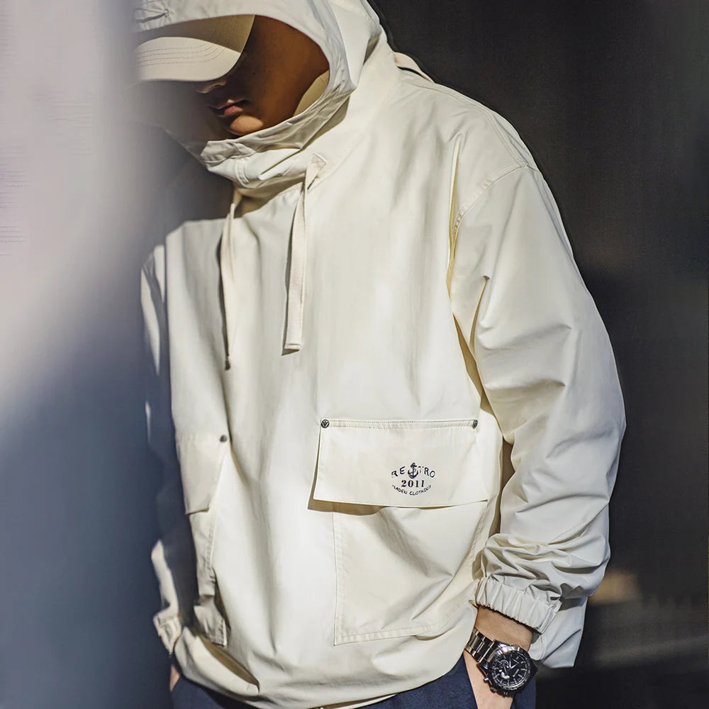 Men's Vintage Smock Hoodie - Windproof Pullover