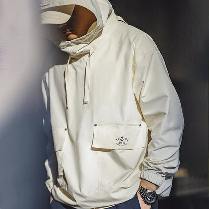 Men's Vintage Smock Hoodie - Windproof Pullover