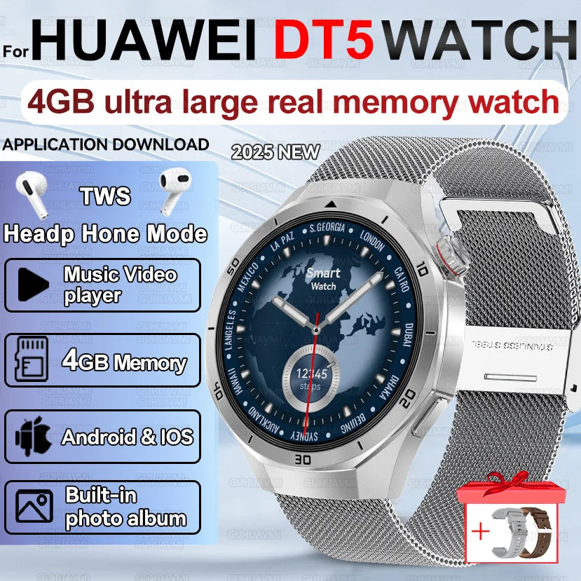 Men's Smart Watch 2025 - AMOLED Screen 4GB GPS Sports Fitness Tracker IP68