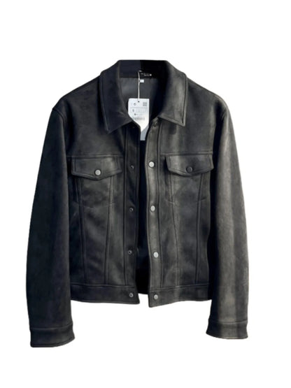 Men's Retro Suede Jacket - Casual Windproof Stand Collar Coat