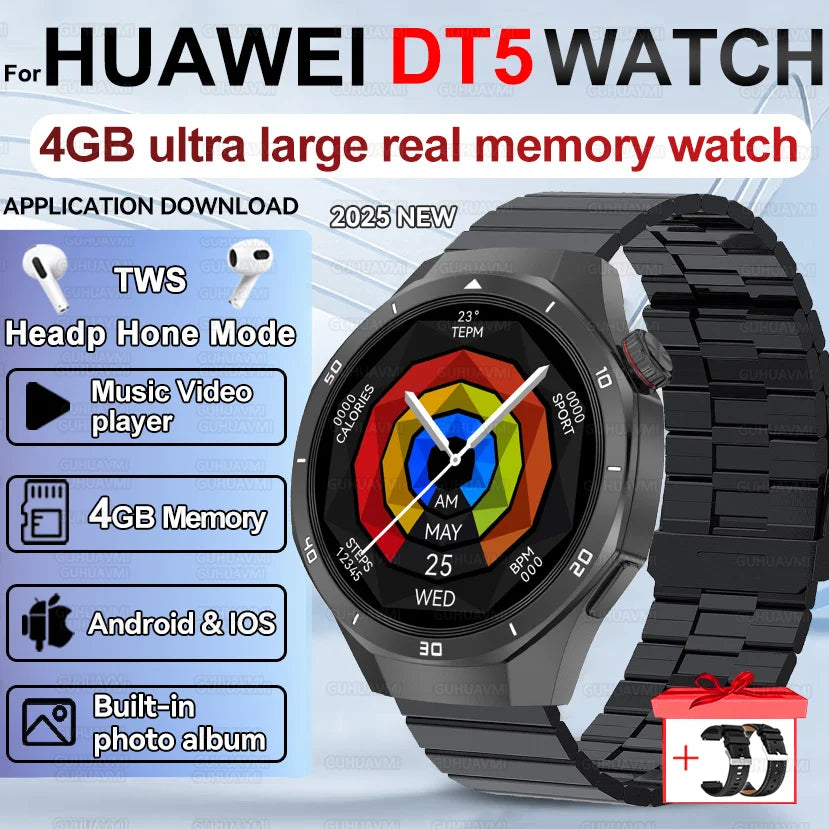 Men's Smart Watch 2025 - AMOLED Screen 4GB GPS Sports Fitness Tracker IP68