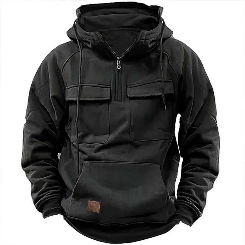 Men's Multi-Pocket Hoodie - Workwear Long Sleeve