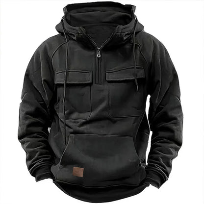 Men's Multi-Pocket Hoodie - Workwear Long Sleeve