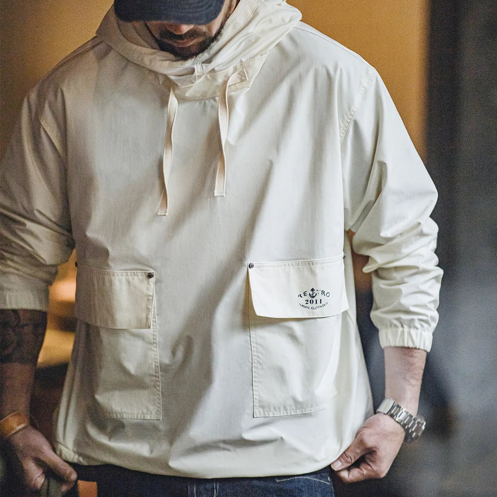 Men's Vintage Smock Hoodie - Windproof Pullover