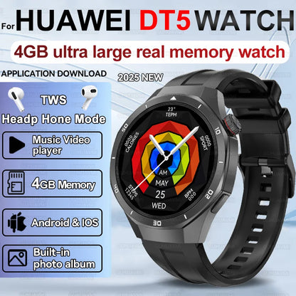 Men's Smart Watch 2025 - AMOLED Screen 4GB GPS Sports Fitness Tracker IP68