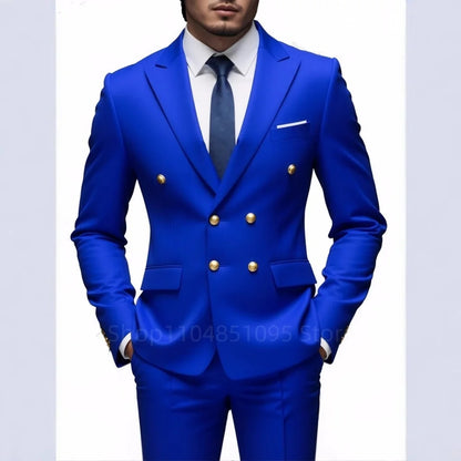 Men's 2-Piece Wedding Tuxedo - Double Breasted Slim Fit Business Suit