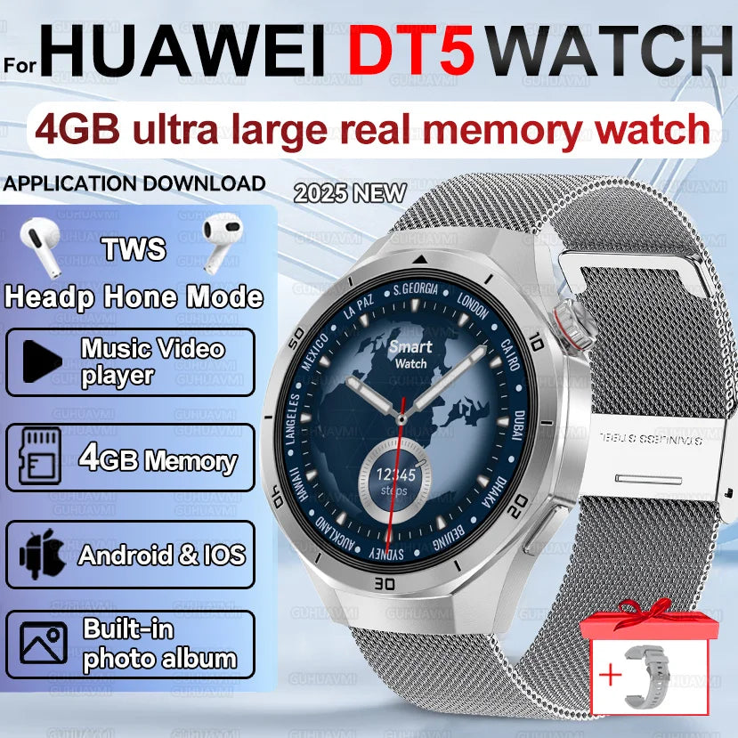 Men's Smart Watch 2025 - AMOLED Screen 4GB GPS Sports Fitness Tracker IP68