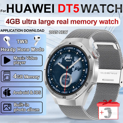 Men's Smart Watch 2025 - AMOLED Screen 4GB GPS Sports Fitness Tracker IP68
