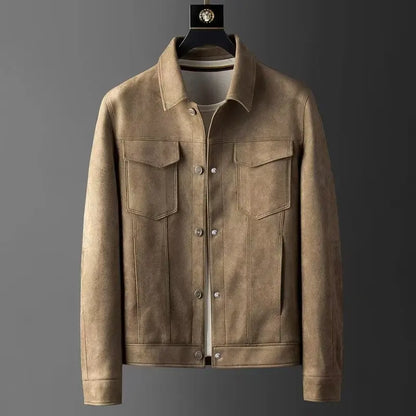 Men's High-End Suede Jacket - Business Casual Button Decoration Coat