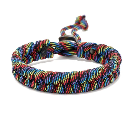 Men's Handwoven Paracord Survival Bracelet - Adjustable Punk Jewelry