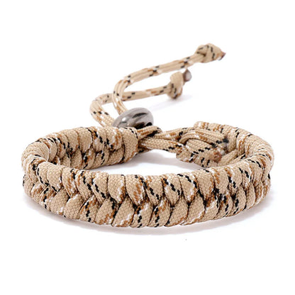 Men's Handwoven Paracord Survival Bracelet - Adjustable Punk Jewelry