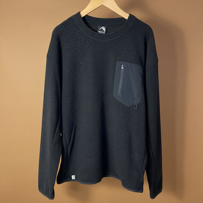 Men's Casual Round Neck Hoodie in black, soft fabric, perfect for streetwear style