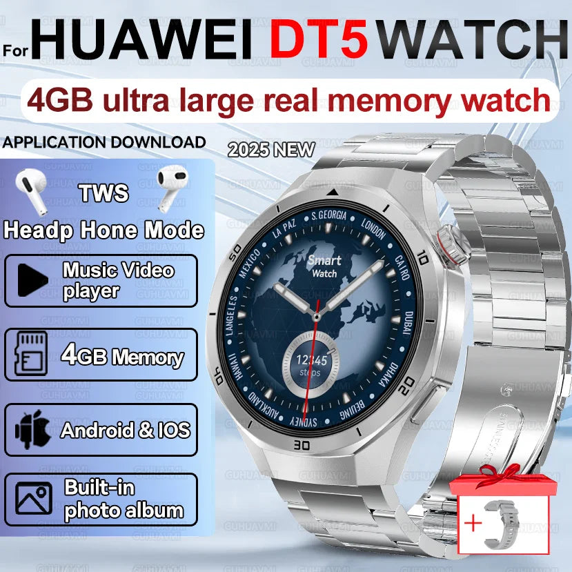 Men's Smart Watch 2025 - AMOLED Screen 4GB GPS Sports Fitness Tracker IP68