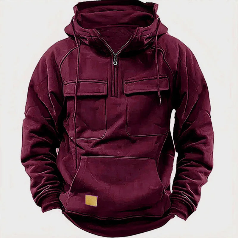 Men's Multi-Pocket Hoodie - Workwear Long Sleeve