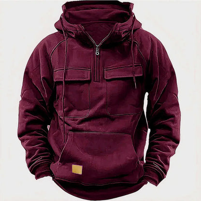 Men's Multi-Pocket Hoodie - Workwear Long Sleeve