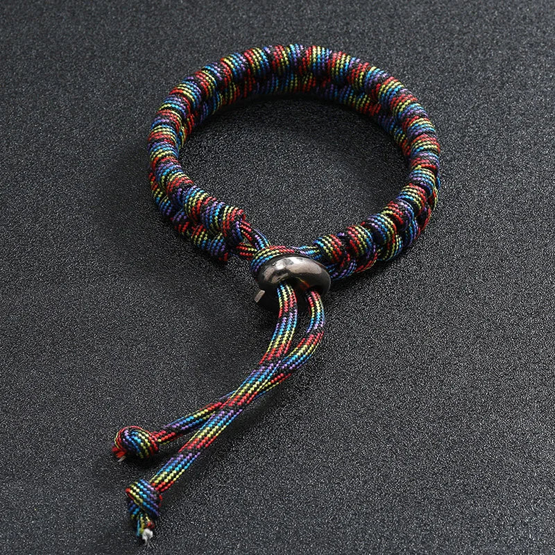 Men's Handwoven Paracord Survival Bracelet - Adjustable Punk Jewelry