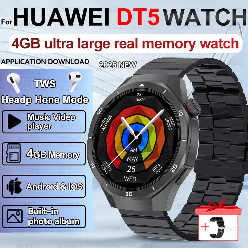 Men's Smart Watch 2025 - AMOLED Screen 4GB GPS Sports Fitness Tracker IP68