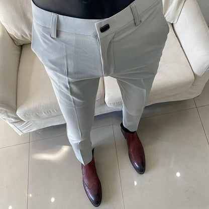 Men's Slim Fit Dress Pants - Stretch Formal Suit Trousers Solid Casual