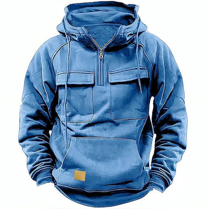Men's Multi-Pocket Hoodie - Workwear Long Sleeve